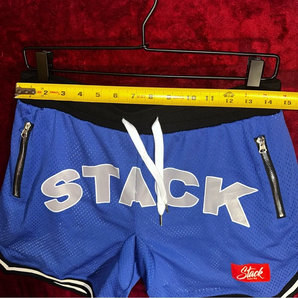 Stack Supply Company‎ Streetwear Men’s Jersey Shorts Large Blue Zippered Pockets